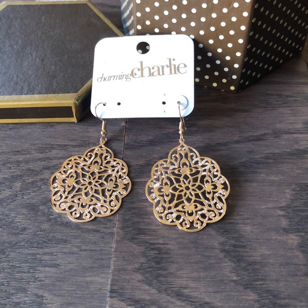 Elegant Rose Gold Tone Earrings